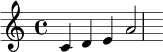 \relative c' { c4 d4 e4 a2 }