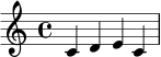 \relative c' { c4 d4 e4 c4 }