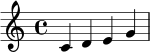 \relative c' { c4 d4 e4 g4 }