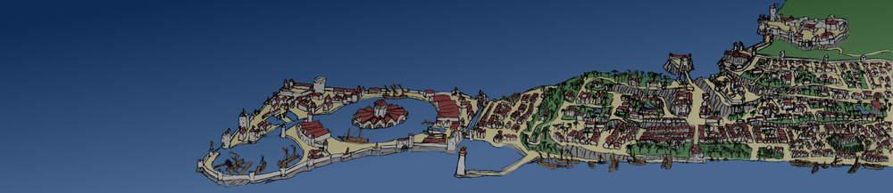 Ausblick auf die Reichsstadt Perricum von Schloss Perlenblick